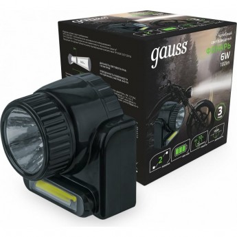 Фонарь налобный GAUSS GFL309 6W 180lm Lead acid 800mAh LED 1/12/72 Фонарь налобный GAUSS GFL309 6W 180lm Lead acid 800mAh LED 1/12/72