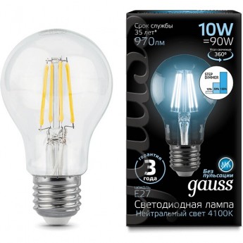 Лампа GAUSS LED BLACK FILAMENT A60 E27 10W 4100К STEP DIMMABLE Лампа GAUSS LED BLACK FILAMENT A60 E27 10W 4100К STEP DIMMABLE