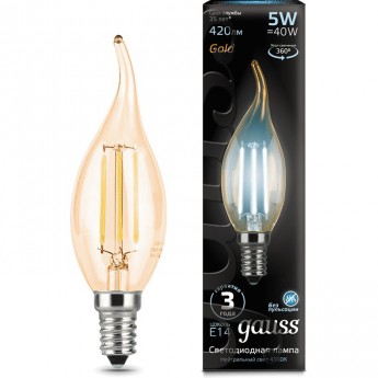 Лампа GAUSS LED BLACK FILAMENT CANDLE TAILED E14 5W 4100K GOLDEN