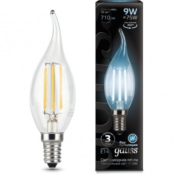 Лампа GAUSS LED BLACK FILAMENT CANDLE TAILED E14 9W 4100K