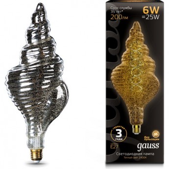 Лампа GAUSS LED VINTAGE BLACK FILAMENT FLEXIBLE TL120 6W E27 2400K