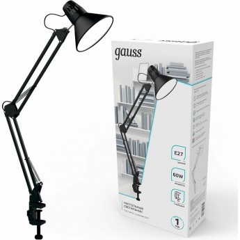 Светильник настольный GAUSS GTL001 220-240V E27 черный струбцина 1/16 Светильник настольный GAUSS GTL001 220-240V E27 черный струбцина 1/16