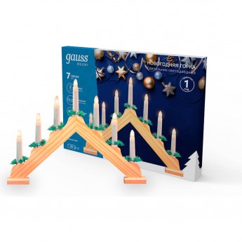 Светильник светодиодный GAUSS HOLIDAY НОВОГОДНЯЯ ГОРКА, 7 LED свечей, батарейки в комплекте Светильник светодиодный GAUSS HOLIDAY НОВОГОДНЯЯ ГОРКА, 7 LED свечей, батарейки в комплекте
