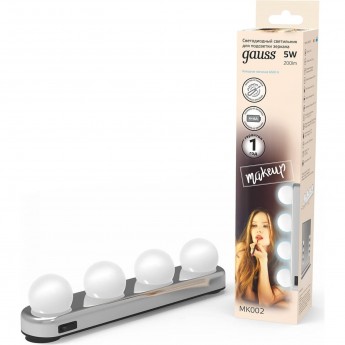 Светодиодный светильник GAUSS MAKEUP MK002 200lm 4xAA для зеркала1/12/48